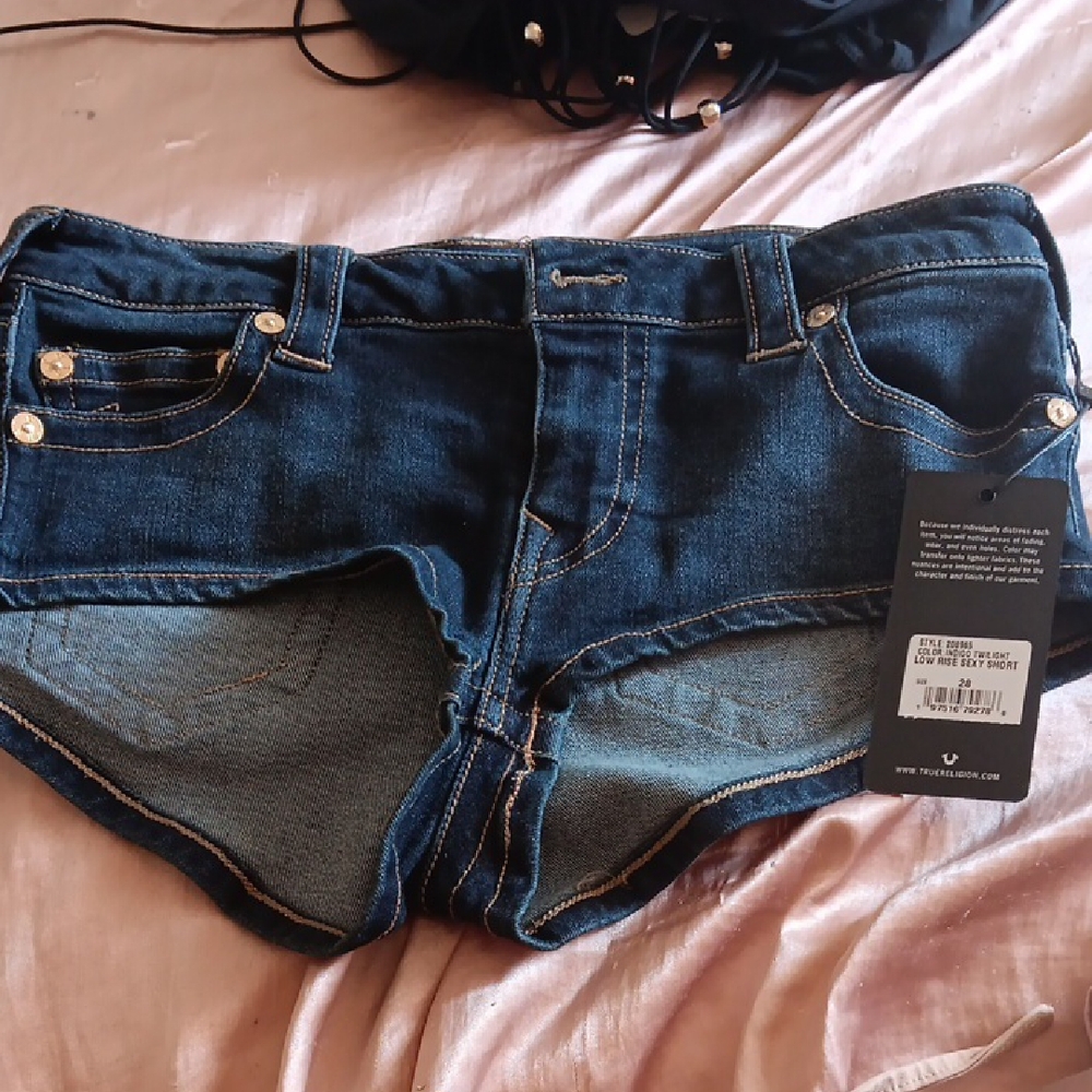 True Religion Dark Blue Denim Shorts